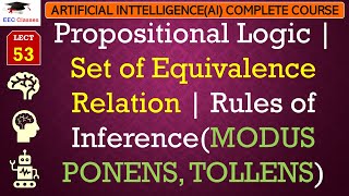 L53 Propositional Logic  Set of Equivalence Relation  Rules of InferenceMODUS PONENS TOLLENS [upl. by Backler]