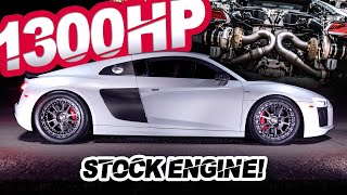 Audi R8 060MPH in 13 Seconds 1300WHP on STOCK ENGINE [upl. by Seilenna]