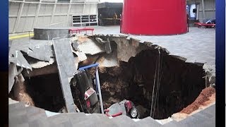 Sinkhole swallows 8 cars at Kentucky Corvette Museum Daily Headlines [upl. by Llennehc806]