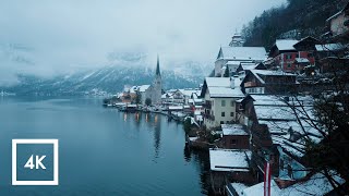 Snowy Scenic Walk in Hallstatt Austria Morning Binaural Winter Sounds ❄️ [upl. by Daphna]