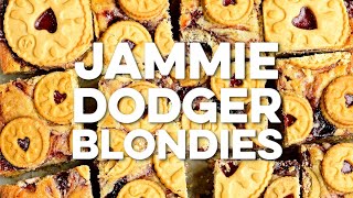 Jammie Dodger Blondies  Supergolden Bakes [upl. by Maxey]