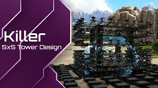 Vault Dropped 5x5 Turret Tower Design  ARK Survival Evolved PvP [upl. by Anilegna]