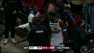 Anthony Edwards exchanges words with fan in Houston as he heads to the locker room  NBA on ESPN [upl. by Khosrow499]