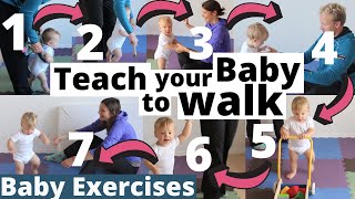 How to teach your baby to walk in 7 steps ★ 912 months ★ Baby Exercises Activities amp Development [upl. by Schulein]