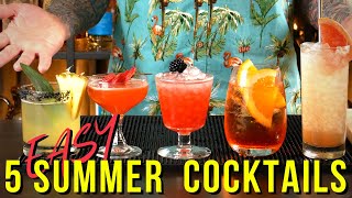 5 EASY Summer Cocktails to Make at Home [upl. by Yekcin877]