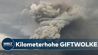 GIGANTISCHE ERUPTION Vulkanausbruch begräbt SüdseeArchipel unter Ascheschicht [upl. by Auhs]