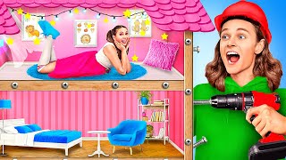 Built TINY HOUSE for My SISTER Amazing SECRET Room MAKEOVER in 24 Hours  Relatable by La La Life [upl. by Otreblif748]