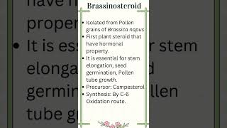 Plant Hormone Brassinosteroid with notes and biosynthetic pathway feedshorts agriculture notes [upl. by Muriah]