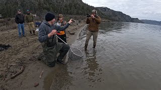 Lake Roosevelt Winter Beach Fishing Rainbow Trout [upl. by Clintock]