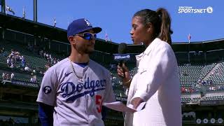 Dodgers Postgame interview Mookie Betts on Jarlin García and home run against Giants 8422 [upl. by Kablesh]