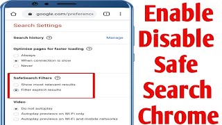 How To Enable amp Disable Safe Search In Google Chrome  Chrome Safesearch On amp Off [upl. by Monjo244]