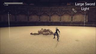 NieR Automata  2Bs Weapon Moveset Small amp Large Swords Spear Combat Bracers Bare Fists [upl. by Annaeed]