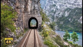 4K CABVIEW Capljina  Sarajevo  99 tunnels and 65 bridges  The Neretva River Canyon [upl. by Ailaht]