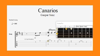 Canarios  Gaspar Sanz  1640  1710   Classical guitar tab [upl. by Airehtfele]