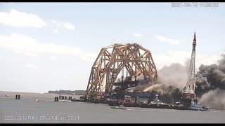 Capsized Golden Ray cargo ship catches fire in St Simons Sound [upl. by Attehcram]