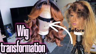 WIG TRANSFORMATION DIY  CHANGING AN OLD FRONTAL WIG TO A CLUELESS WIG VERY DETAILED glueless [upl. by Ailaroc]