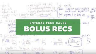 Enteral Feed Calculations Bolus Recommendations [upl. by Esiole998]