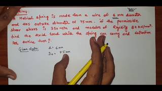 DESIGN OF COMPRESSIBLE HELICAL SPRING  PROBLEM01  TECHNICAL CLASSES  IN HINDI [upl. by Amzu815]