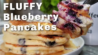 BLUEBERRY PANCAKES  Homemade Fluffy Blueberry Pancakes Recipe [upl. by Laural]