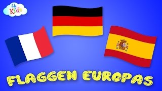 Alle Flaggen und Länder Europas lernen für Kinder und Kleinkinder deutsch [upl. by Esorrebma868]