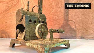 Antique rusty toy  Steam Engine  JC Unis 1950  Full restoration [upl. by Levi984]