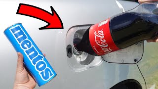 Experiment COCA COLA vs MENTOS in CAR fuel tank [upl. by Norword]