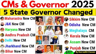 CM amp Governor New List 2025  Updated List  Chief Minister amp Governor  Current Affairs 2025 [upl. by Darwen435]