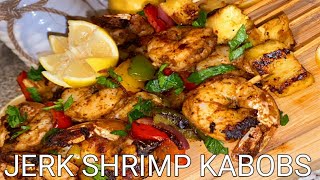 GRILLED SHRIMP KABOBS JERK SHRIMP [upl. by Astrix]