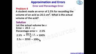 Approximation and Errors Lesson 2Error and Percentage Error [upl. by Cowley564]