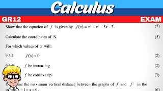 Calculus Grade 12 Exam Questions [upl. by Awad]