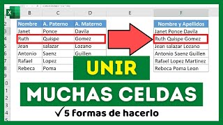 Cómo UNIR Texto de VARIAS CELDAS en una SOLA en Excel 5 Métodos [upl. by Lemrej350]