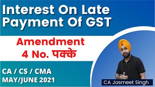 Interest On Delayed Payment Of GST  Most Important Amendment  CA Inter CMA Inter  CS Executive [upl. by Nyleuqcaj615]