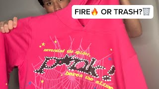 “SP5DER PINK” HOODIE REVIEW [upl. by Robin]