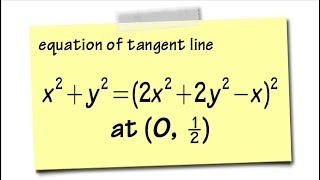 Equation of the tangent line with implicit differentiation [upl. by Beau174]