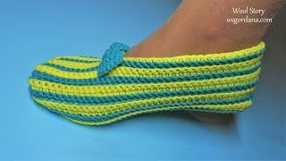 DIY Crochet Simple Slippers Tutorial Heklane popke – jednostavan rad [upl. by Anelyak]