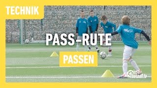 Fussballtraining Die PassRute  Passen  Technik [upl. by Ahsenev877]