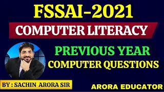 FSSAI Recruitment 2021  FSSAI Computer Literacy Previous Year Question Paper  FSSAI Classes [upl. by Nuawd]