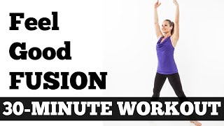 30Minute Feel Good Fusion Workout  Barefoot Cardio Pilates Barre Yoga Mix [upl. by Eelime217]