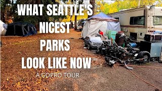 Seattles Green Lake Park Rocked by Homeless Encampments  Is It Still Safe 4K GoPro  Drone Tour [upl. by Trisha440]