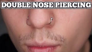 Double Nose Piercing for Men as seen on Chris Brown [upl. by Enidualc]