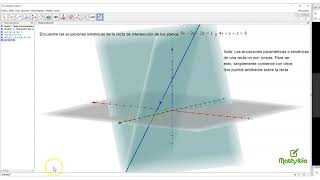 Recta de Intersección de planos en Geogebra [upl. by Ybocaj110]