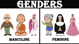 Genders  Masculine Gender amp Feminine Gender  Genders Name in English with Pictures [upl. by Kessel912]