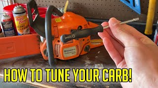 How To Adjust  Tune a Chainsaw Carburetor  Husqvarna Stihl BEST Way [upl. by Boyer]