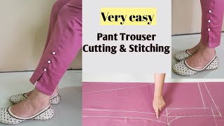 Very Easy Pant Trouser Cutting and StitchingPalazzo Pant Cutting and StitchingFor Beginners [upl. by Ocirne]