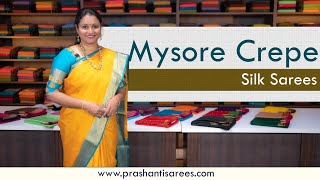 Mysore Crepe Silk Sarees  Prashanti  3 September 2023 [upl. by Rasecoiluj421]