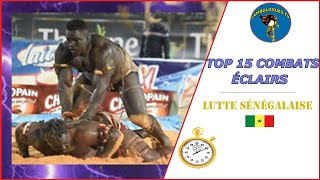 Top 15 combats éclairs en lutte sénégalaise 🇸🇳 [upl. by Anaiuq]