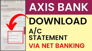 How to Download Account Statement From Axis Net Banking  Axis NetBanking [upl. by Normy]