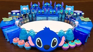 BLUE STITCH Slime Mixing Makeup Glitter and More into Glossy Slime Satisfying Slime Video 761 [upl. by Araic]