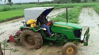 John Deere Tractor Rotavator Working in Field  Tractors  Farming video [upl. by Adey]