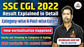 SSC CGL 2022 Final Result in detail Normalisation RBE analysis vs actual cutoff [upl. by Naujej]